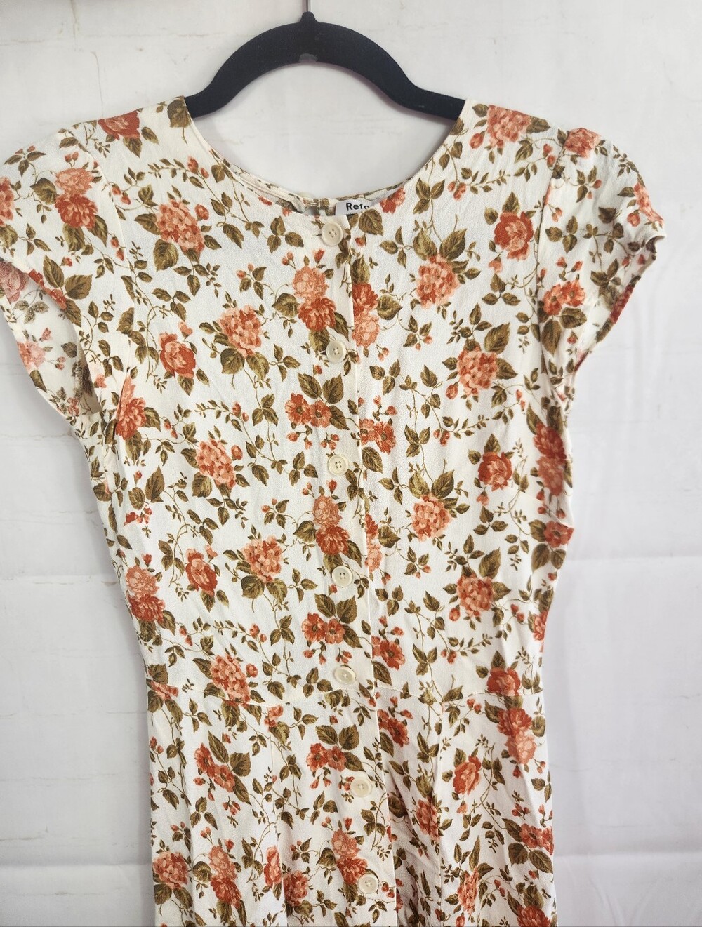 Reformation Fauna Floral Midi Dress Size 2 White Orange Button Front Cottagecore - Picture 7 of 16